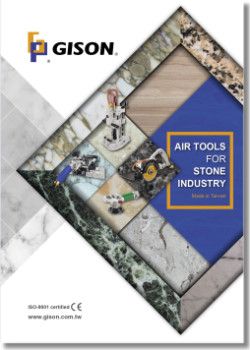 Copertina del catalogo degli utensili ad aria di Gison per l'industria della pietra (muratura)